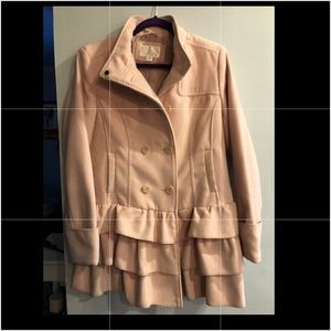 Ladies pea coat with ruffles